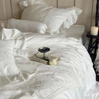 Duvet Cover Set Silky Satin & Lace Trim