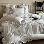 Duvet Cover Set Silky Satin & Lace Trim