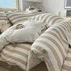 Duvet Cover Set Striped Includes Fitted Sheet & Pillowcases