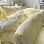 Duvet Cover Set Striped Includes Fitted Sheet & Pillowcases