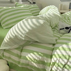 Duvet Cover Set Striped Includes Fitted Sheet & Pillowcases