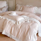 Duvet Cover Set Tencel-Cotton Embroidered Lace & Ruffle