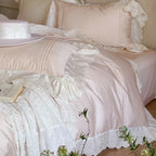 Duvet Cover Set Tencel-Cotton Embroidered Lace & Ruffle