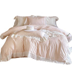 Duvet Cover Set Tencel-Cotton Embroidered Lace & Ruffle