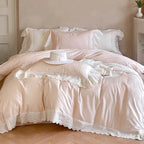 Duvet Cover Set Tencel-Cotton Embroidered Lace & Ruffle