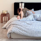 Duvet Cover Set Textured Brushed Cotton Blend Breathable