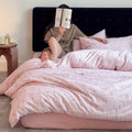 Duvet Cover Set Textured Brushed Cotton Blend Breathable