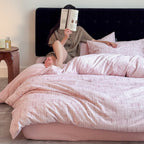 Duvet Cover Set Textured Brushed Cotton Blend Breathable