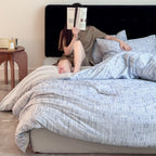Duvet Cover Set Textured Brushed Cotton Blend Breathable