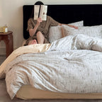 Duvet Cover Set Textured Brushed Cotton Blend Breathable
