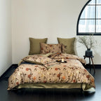 Duvet Cover Set Toile Floral Cotton Satin 4-Piece