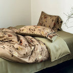 Duvet Cover Set Toile Floral Cotton Satin 4-Piece