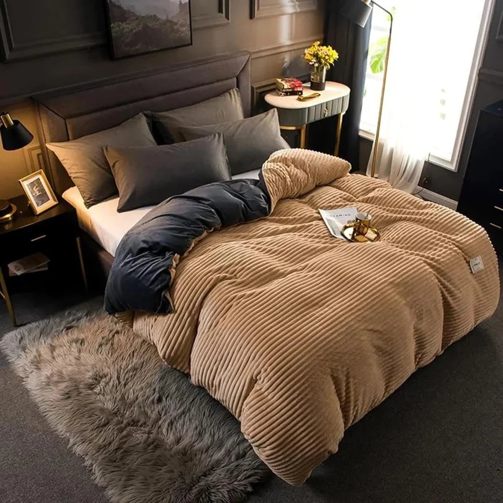 Duvet Cover Set Velvety Fleece Includes 2 Pillowcases