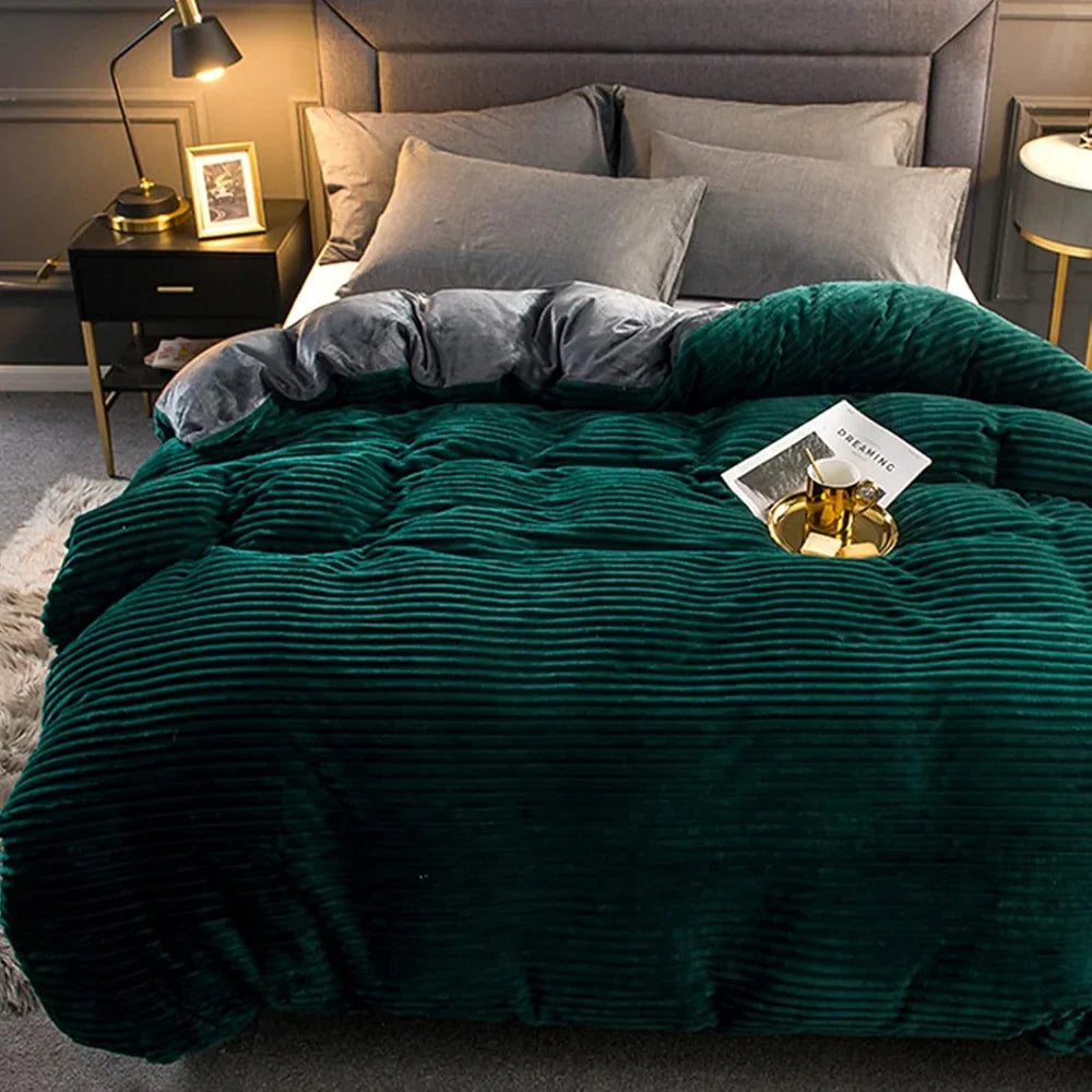 Duvet Cover Set Velvety Fleece Includes 2 Pillowcases