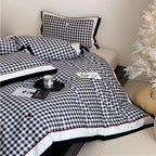 Duvet Cover Set Vichy Check Breathable Cotton Blend