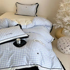 Duvet Cover Set Vichy Check Breathable Cotton Blend