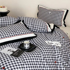Duvet Cover Set Vichy Check Breathable Cotton Blend
