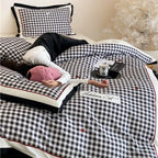 Duvet Cover Set Vichy Check Breathable Cotton Blend