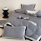 Duvet Cover Set Vichy Check Breathable Cotton Blend
