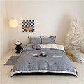 Duvet Cover Set Vichy Check Breathable Cotton Blend