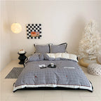 Duvet Cover Set Vichy Check Breathable Cotton Blend