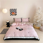 Duvet Cover Set Vichy Check Breathable Cotton Blend