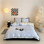 Duvet Cover Set Vichy Check Breathable Cotton Blend