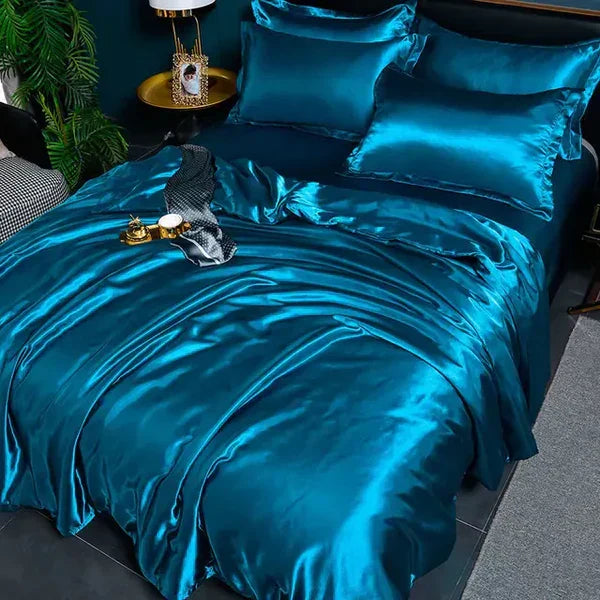 Duvet Cover Silky Satin Machine Washable Includes 2 Pillowcases