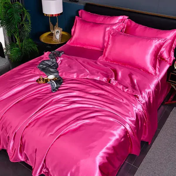 Duvet Cover Silky Satin Machine Washable Includes 2 Pillowcases