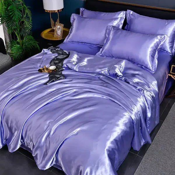 Duvet Cover Silky Satin Machine Washable Includes 2 Pillowcases