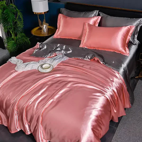 Duvet Cover Silky Satin Machine Washable Includes 2 Pillowcases