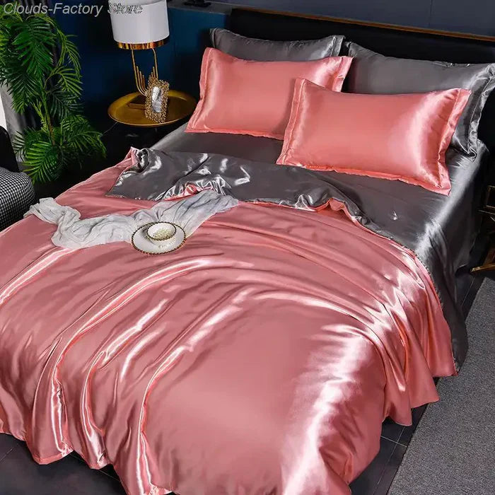 Duvet Cover Silky Satin Machine Washable Includes 2 Pillowcases