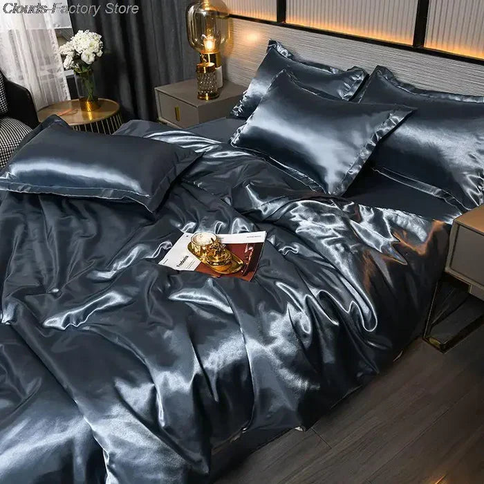 Duvet Cover Silky Satin Machine Washable Includes 2 Pillowcases