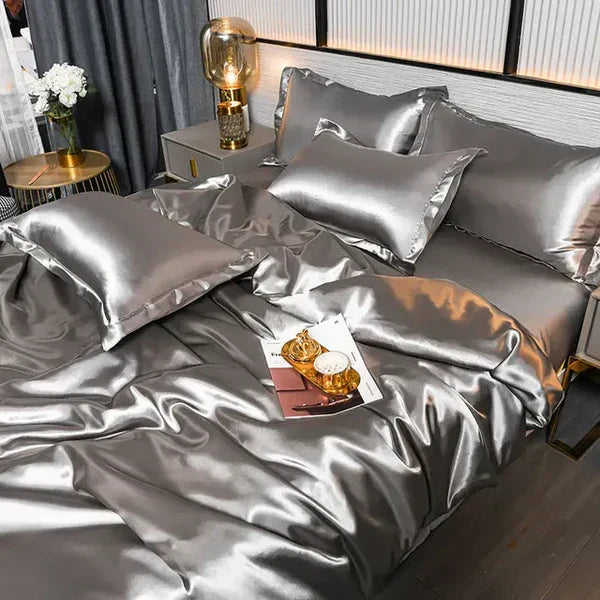 Duvet Cover Silky Satin Machine Washable Includes 2 Pillowcases