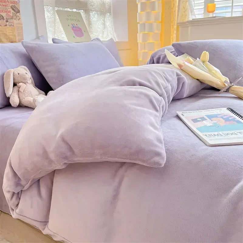 Duvet Cover Thick Plush Coral Fleece Winter Warmth