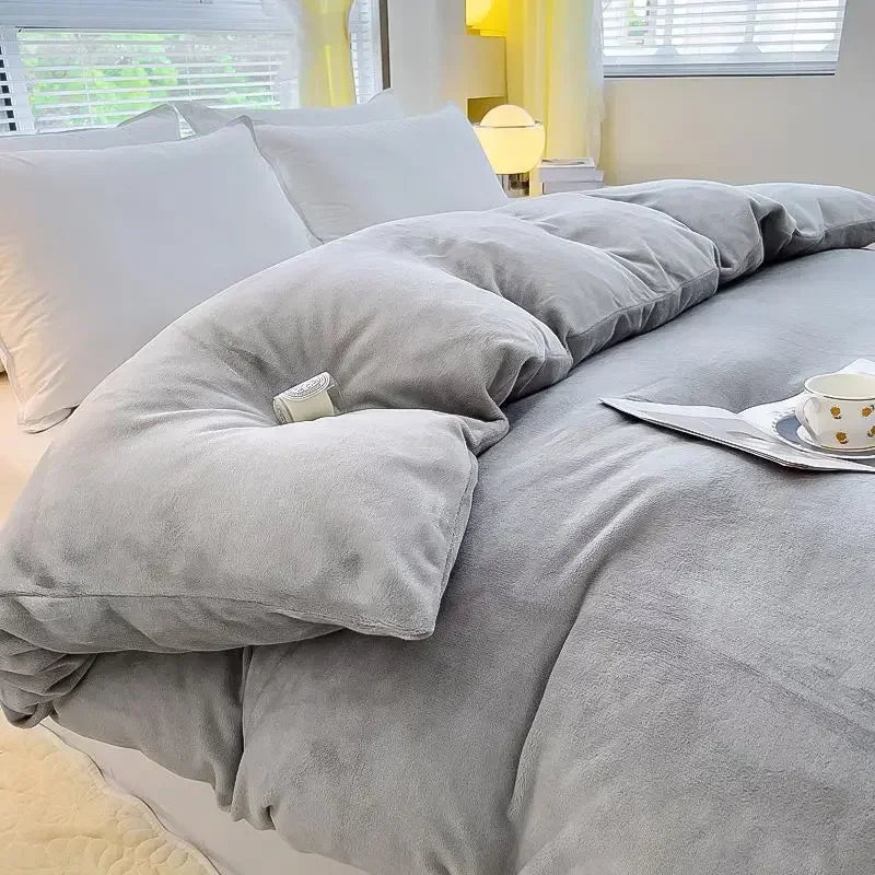 Duvet Cover Thick Plush Coral Fleece Winter Warmth