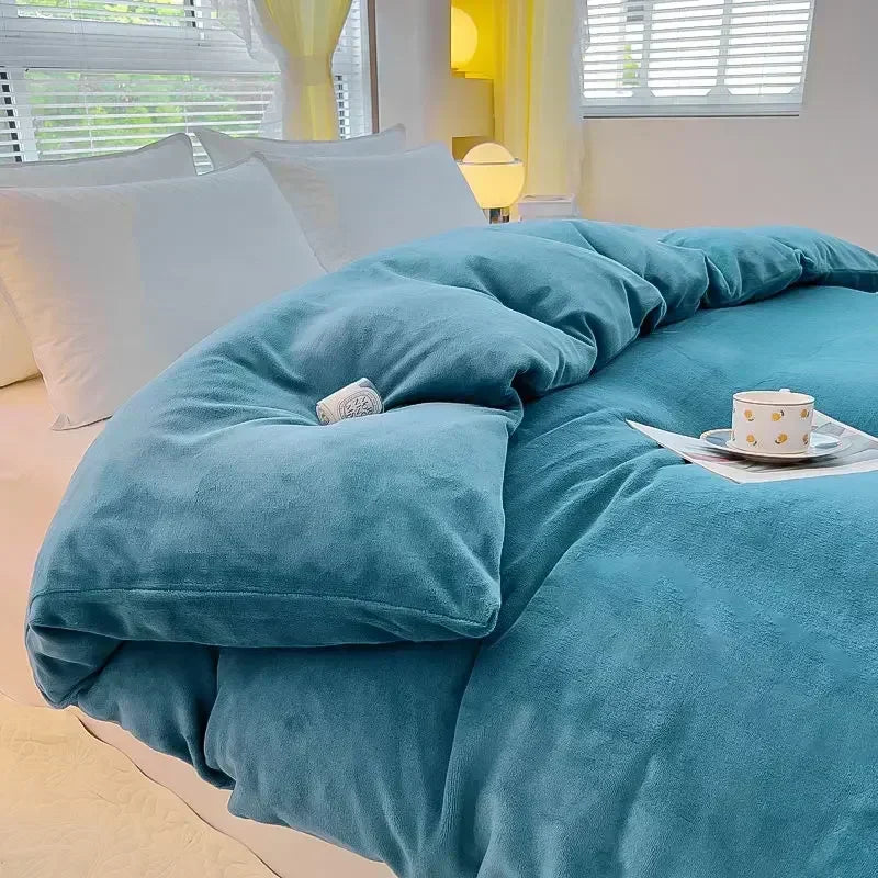 Duvet Cover Thick Plush Coral Fleece Winter Warmth