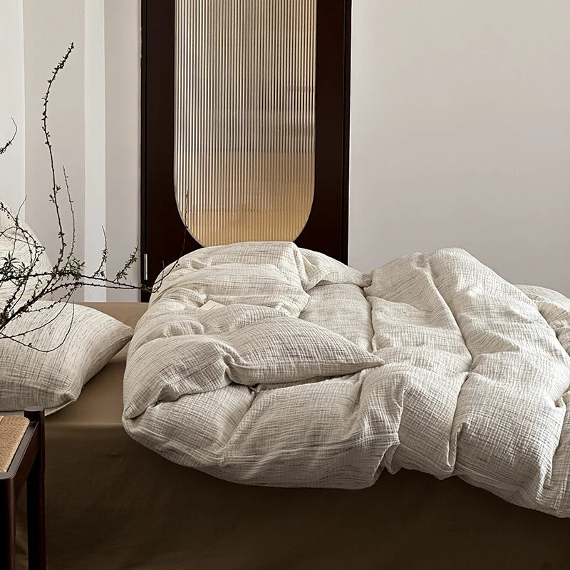 Duvet & Pillow Set Cotton-Linen Blend Allergy-Friendly Filling