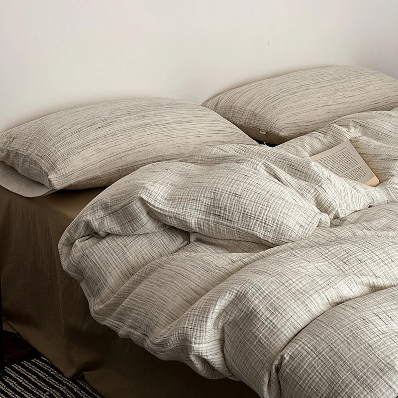 Duvet & Pillow Set Cotton-Linen Blend Allergy-Friendly Filling