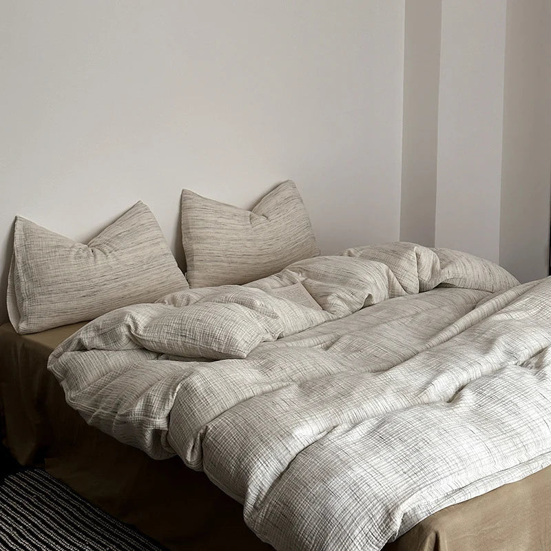 Duvet & Pillow Set Cotton-Linen Blend Allergy-Friendly Filling