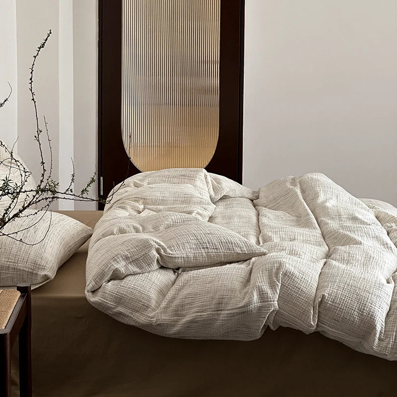 Duvet & Pillow Set Cotton-Linen Blend Allergy-Friendly Filling