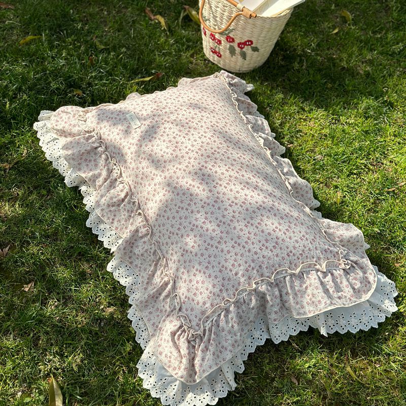 Duvet & Pillowcase Set Cotton Cambric Ruffled & Lace