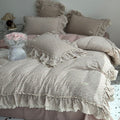 Duvet & Pillowcase Set Cotton Cambric Ruffled & Lace