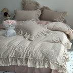 Duvet & Pillowcase Set Cotton Cambric Ruffled & Lace
