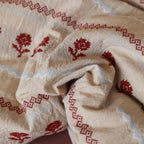 Duvet Set Cotton Blend Linen Texture & Embroidered Rose
