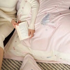 Duvet Set Embroidered Feather Motif Quilted Bedspread
