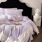 Duvet Set Embroidered Feather Motif Quilted Bedspread