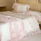 Duvet Set Ruffle & Pleat Pearl Accents 4-Piece
