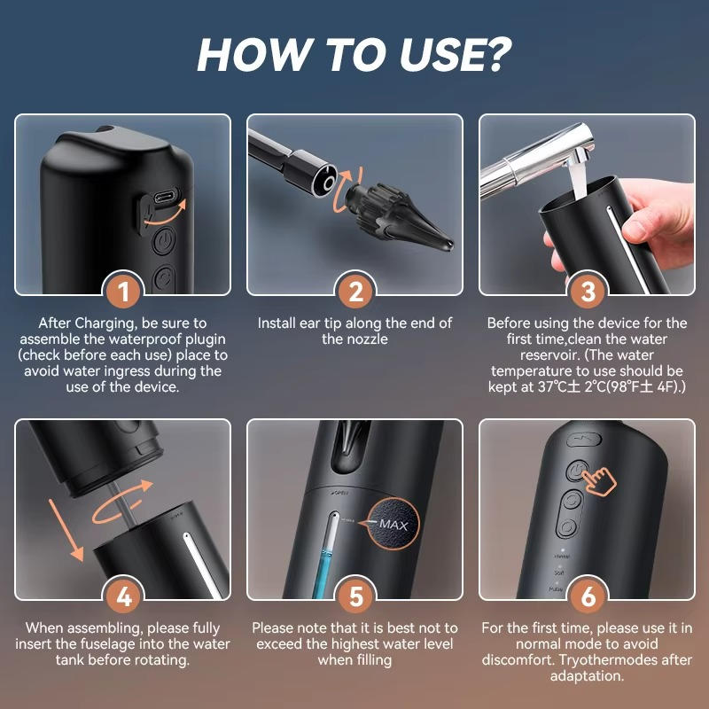 Ear Cleaner Adjustable Pressure Multi-Jet Nozzles