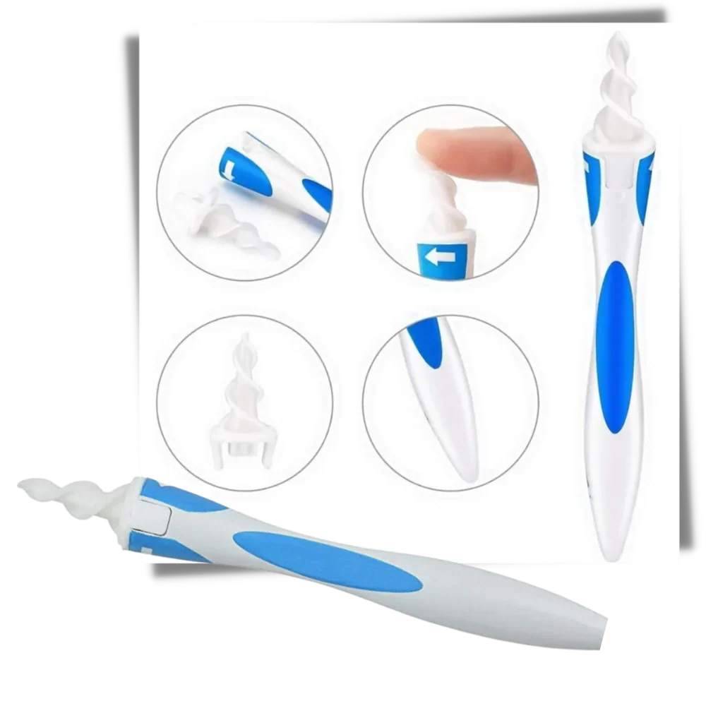 Ear Cleaner Silicone Spiral Reusable Handle 16 Replaceable Tips